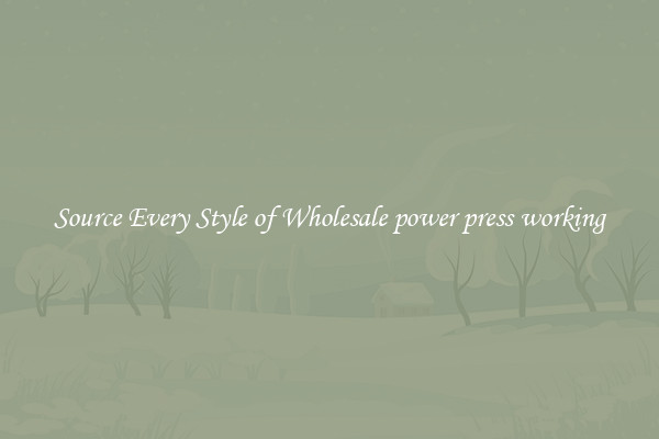 Source Every Style of Wholesale power press working